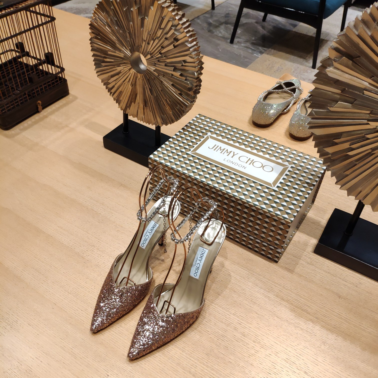 Jimmy Choo Saeda 100 Rose Coarse Glitter Fabric Pumps with Crystal Embellishment - PerfectKickZ