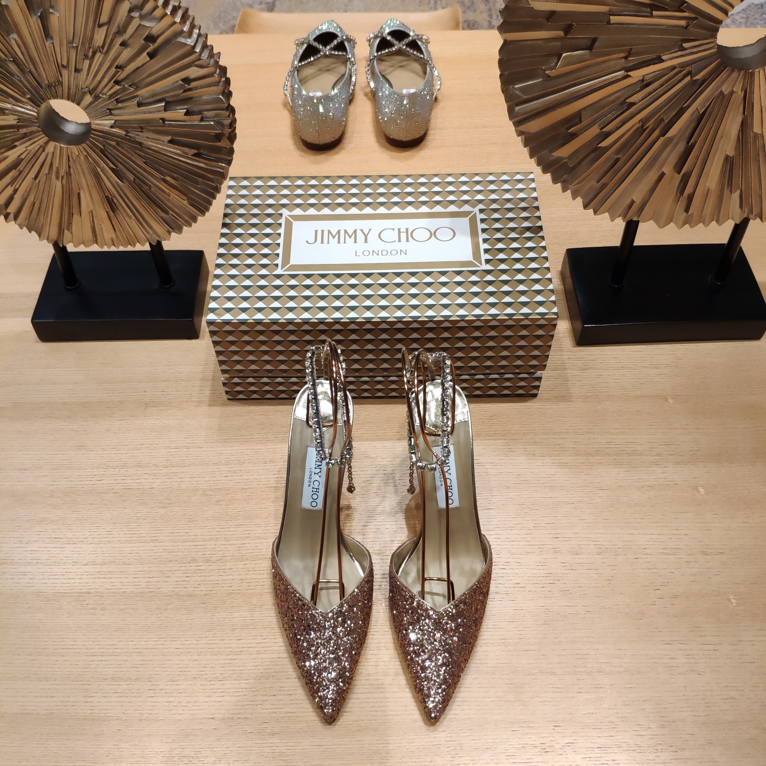 Jimmy Choo Saeda 100 Rose Coarse Glitter Fabric Pumps with Crystal Embellishment - PerfectKickZ