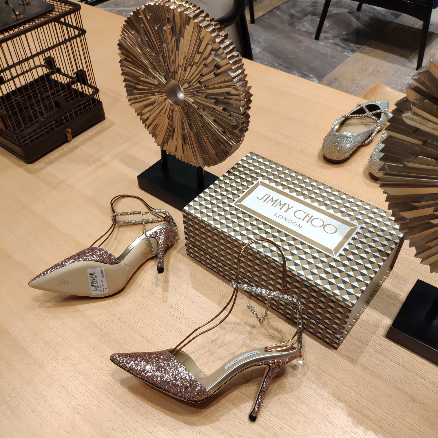 Jimmy Choo Saeda 100 Rose Coarse Glitter Fabric Pumps with Crystal Embellishment - PerfectKickZ