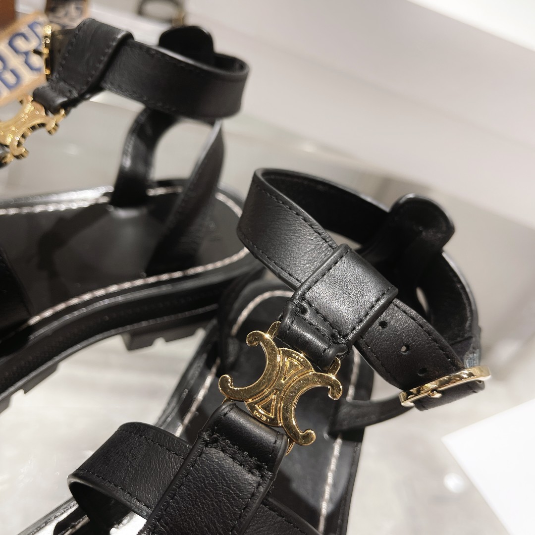 Celine Clea Triomphe Gladiator Chunky Sandal In Black - PerfectKickZ