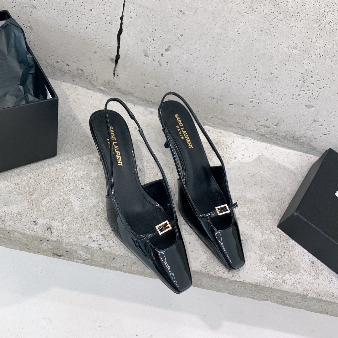 Saint Laurent Blade Slingback Pumps In Patent Leather - PerfectKickZ