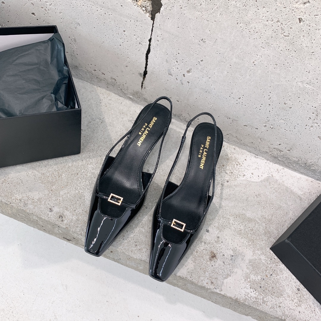 Saint Laurent Blade Slingback Pumps In Patent Leather - PerfectKickZ