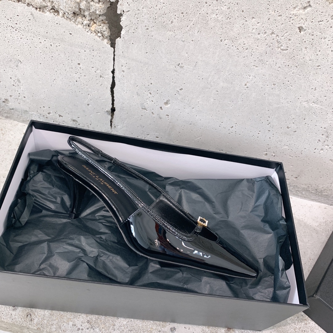 Saint Laurent Blade Slingback Pumps In Patent Leather - PerfectKickZ