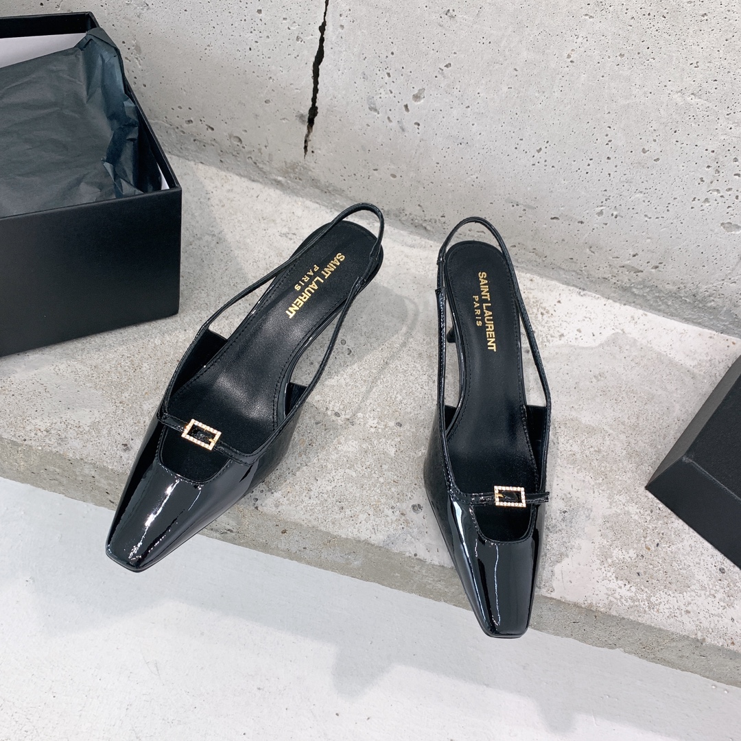 Saint Laurent Blade Slingback Pumps In Patent Leather - PerfectKickZ
