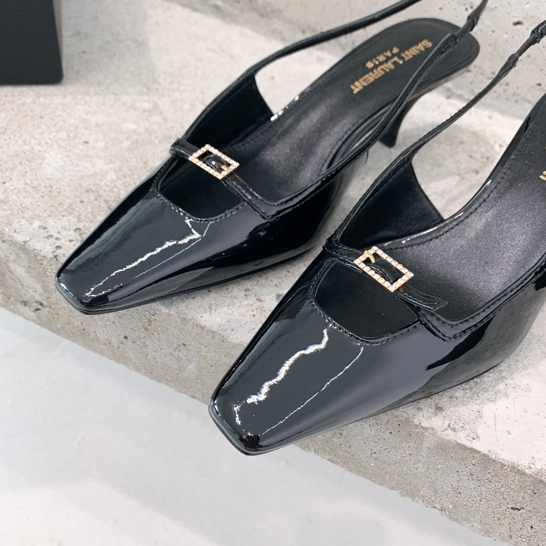 Saint Laurent Blade Slingback Pumps In Patent Leather - PerfectKickZ