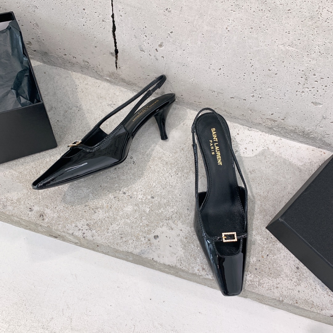 Saint Laurent Blade Slingback Pumps In Patent Leather - PerfectKickZ