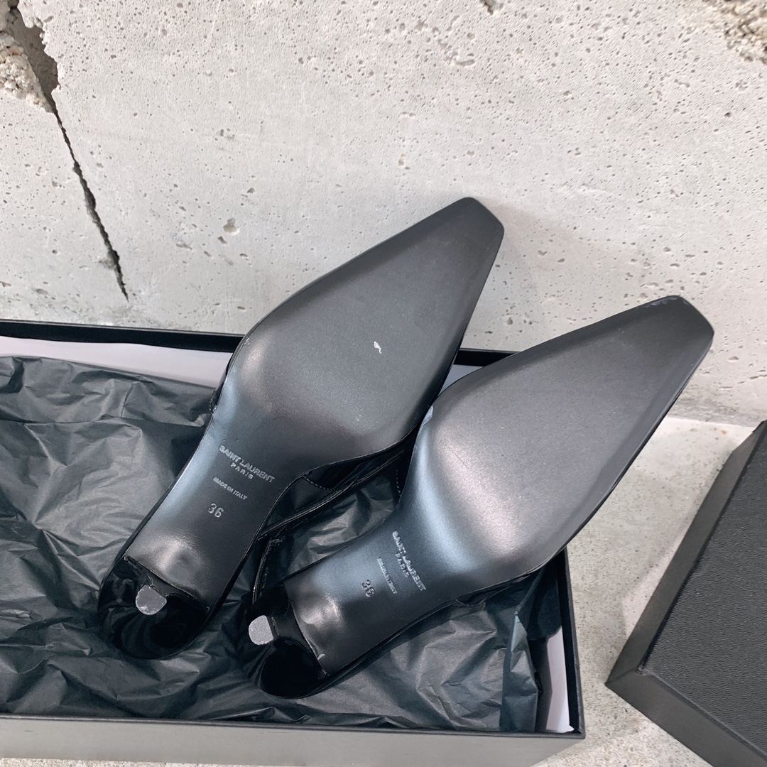 Saint Laurent Blade Slingback Pumps In Patent Leather - PerfectKickZ