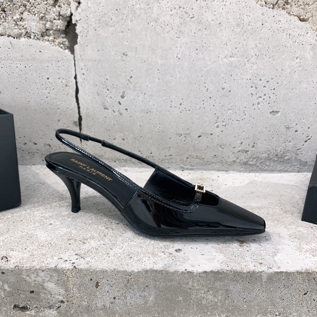 Saint Laurent Blade Slingback Pumps In Patent Leather - PerfectKickZ