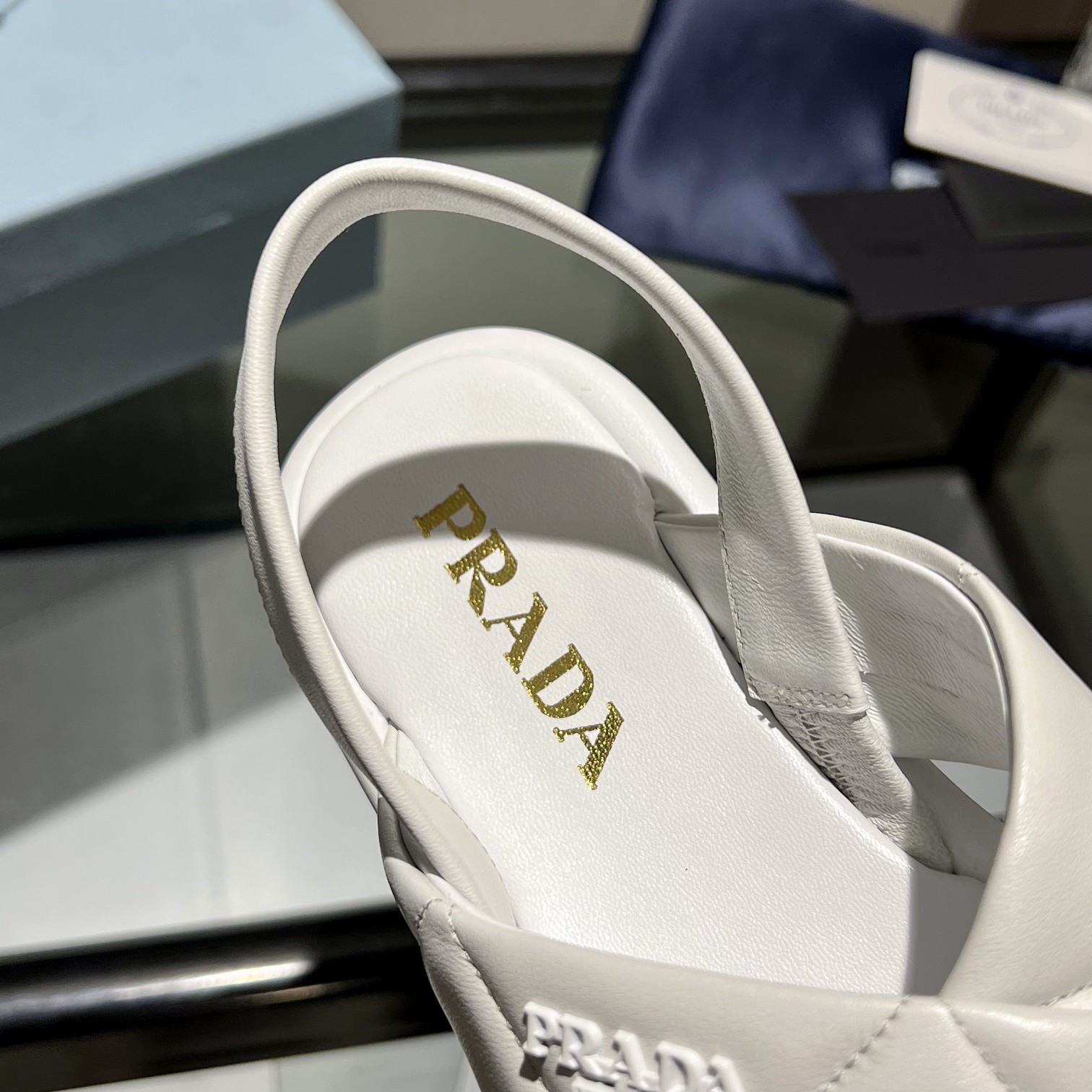 Prada Quilted Nappa Leather Flatform Sandals - PerfectKickZ