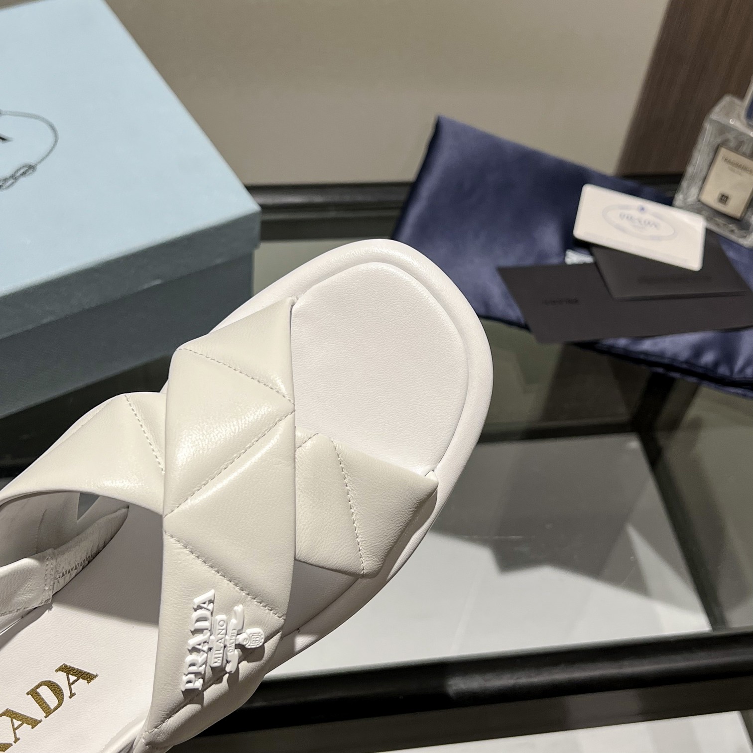 Prada Quilted Nappa Leather Flatform Sandals - PerfectKickZ