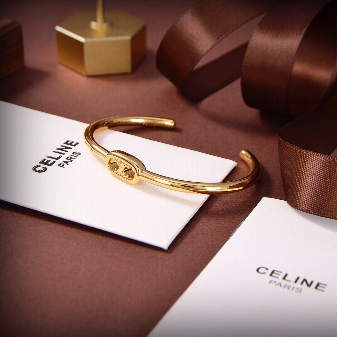 Celine Maillon Triomphe Thin Cuff In Brass With Gold Finish - PerfectKickZ