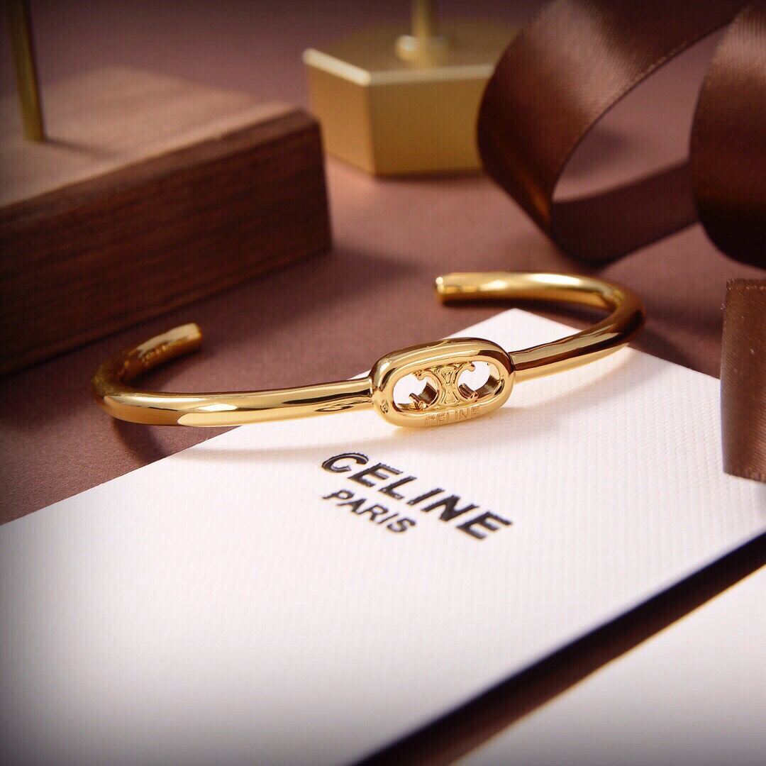 Celine Maillon Triomphe Thin Cuff In Brass With Gold Finish - PerfectKickZ