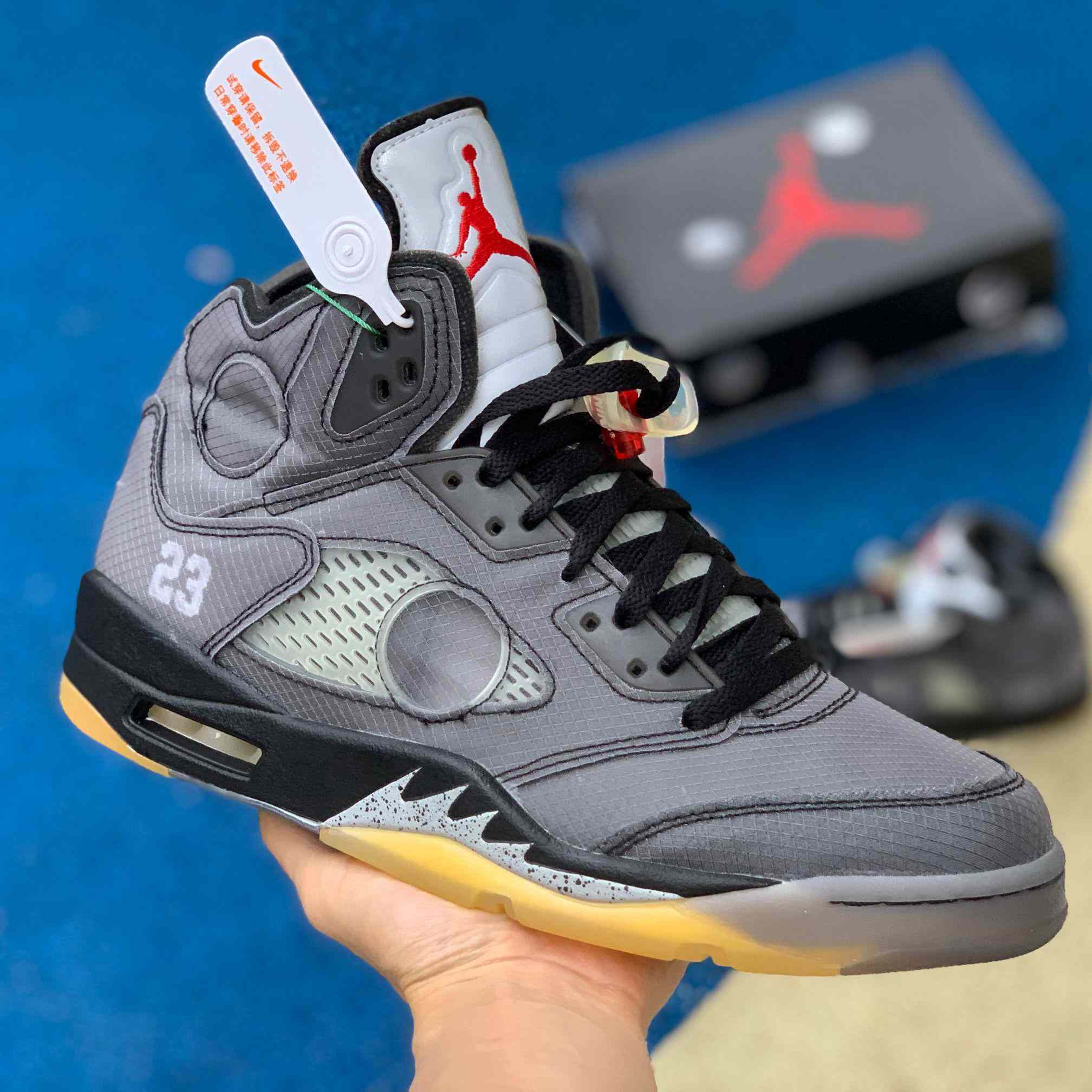 Air Jordan 5 AJ5 x Off-White OW Sneakers      CT8480-001  - PerfectKickZ