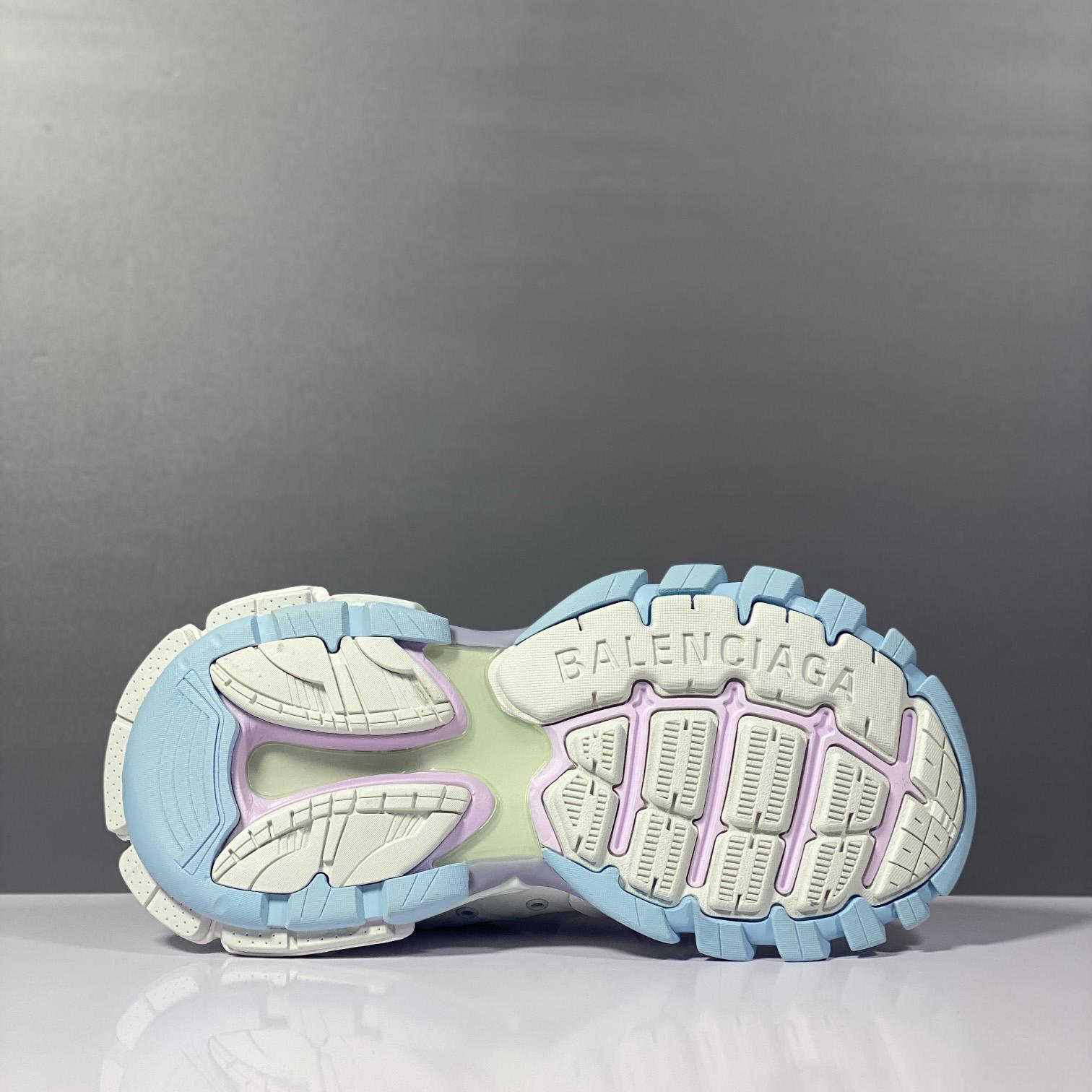 Balenciaga Track Mule In White, Light Blue And Light Pink Mesh And Nylon - PerfectKickZ