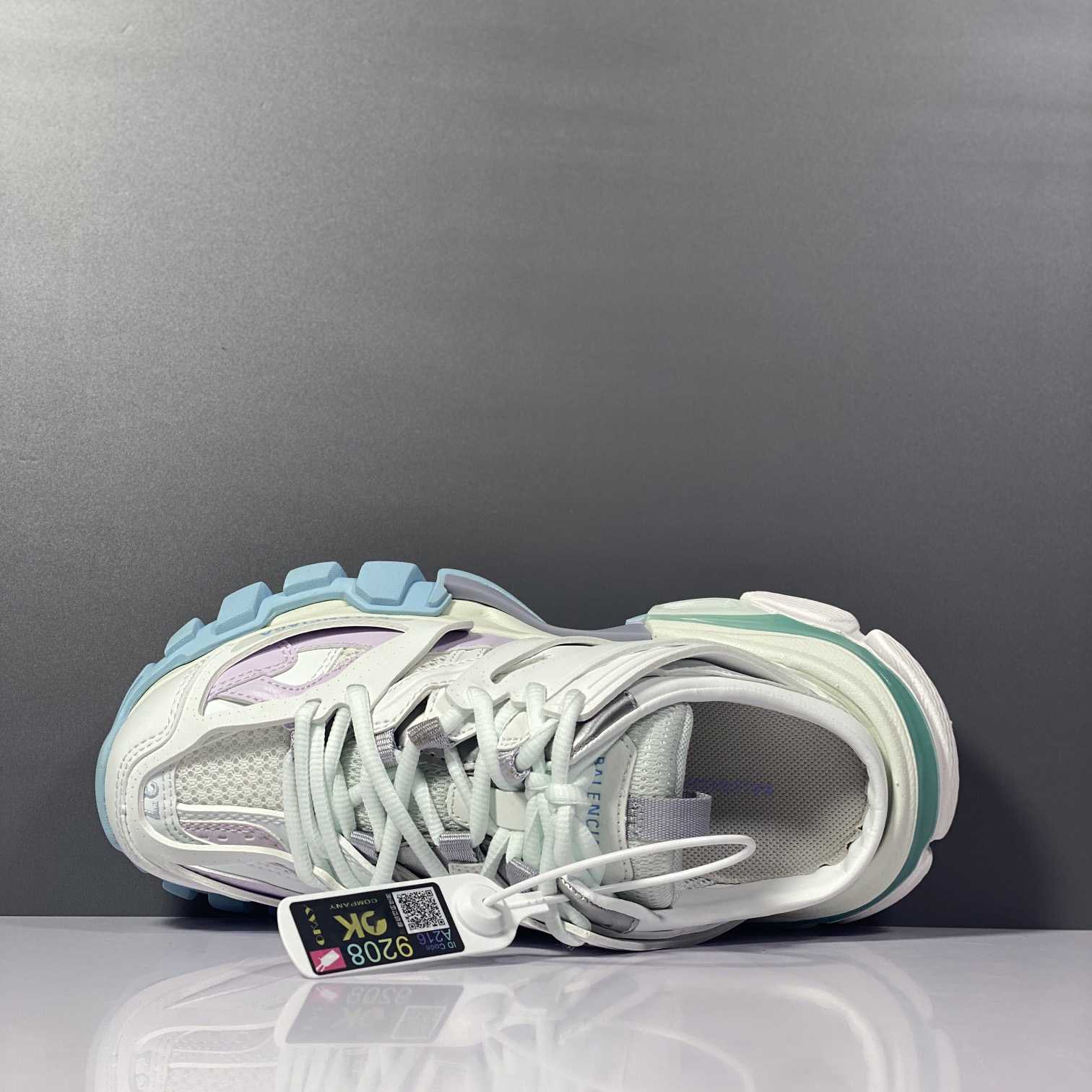 Balenciaga Track Mule In White, Light Blue And Light Pink Mesh And Nylon - PerfectKickZ
