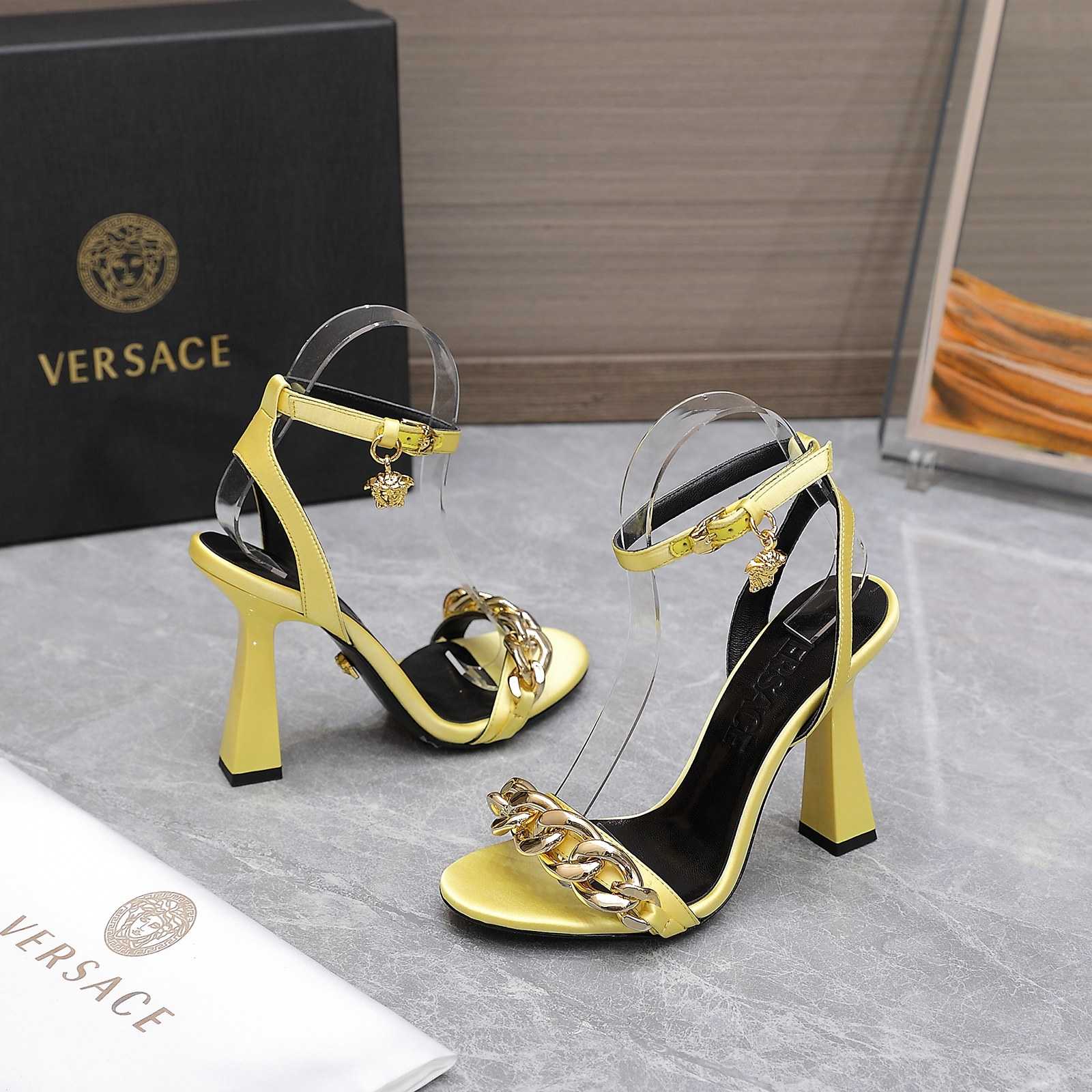 Versace Medusa Chain High Heel Sandals - PerfectKickZ