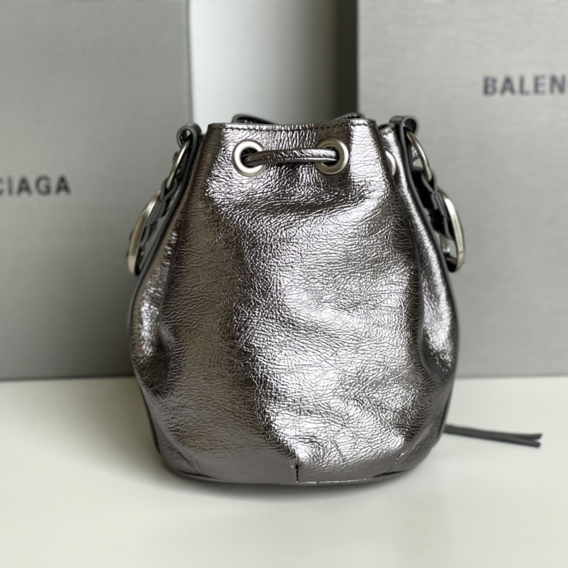 Balenciaga Le Cagole XS Bucket Bag Metallized With Rhinestones - PerfectKickZ