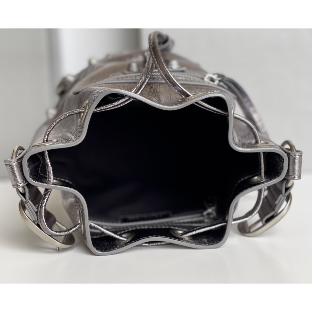Balenciaga Le Cagole XS Bucket Bag Metallized With Rhinestones - PerfectKickZ