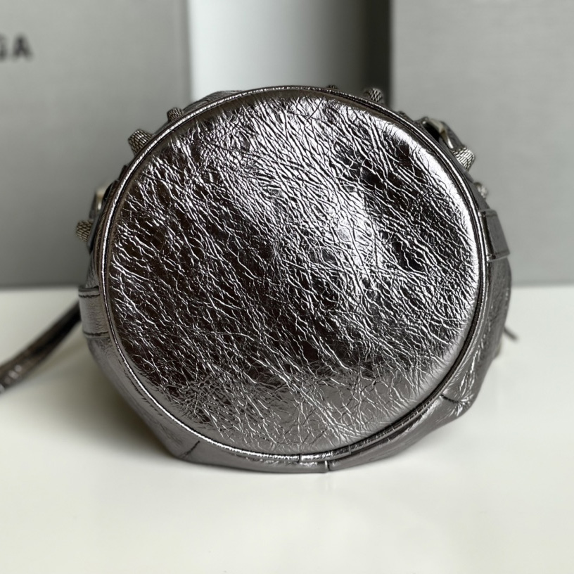 Balenciaga Le Cagole XS Bucket Bag Metallized With Rhinestones - PerfectKickZ