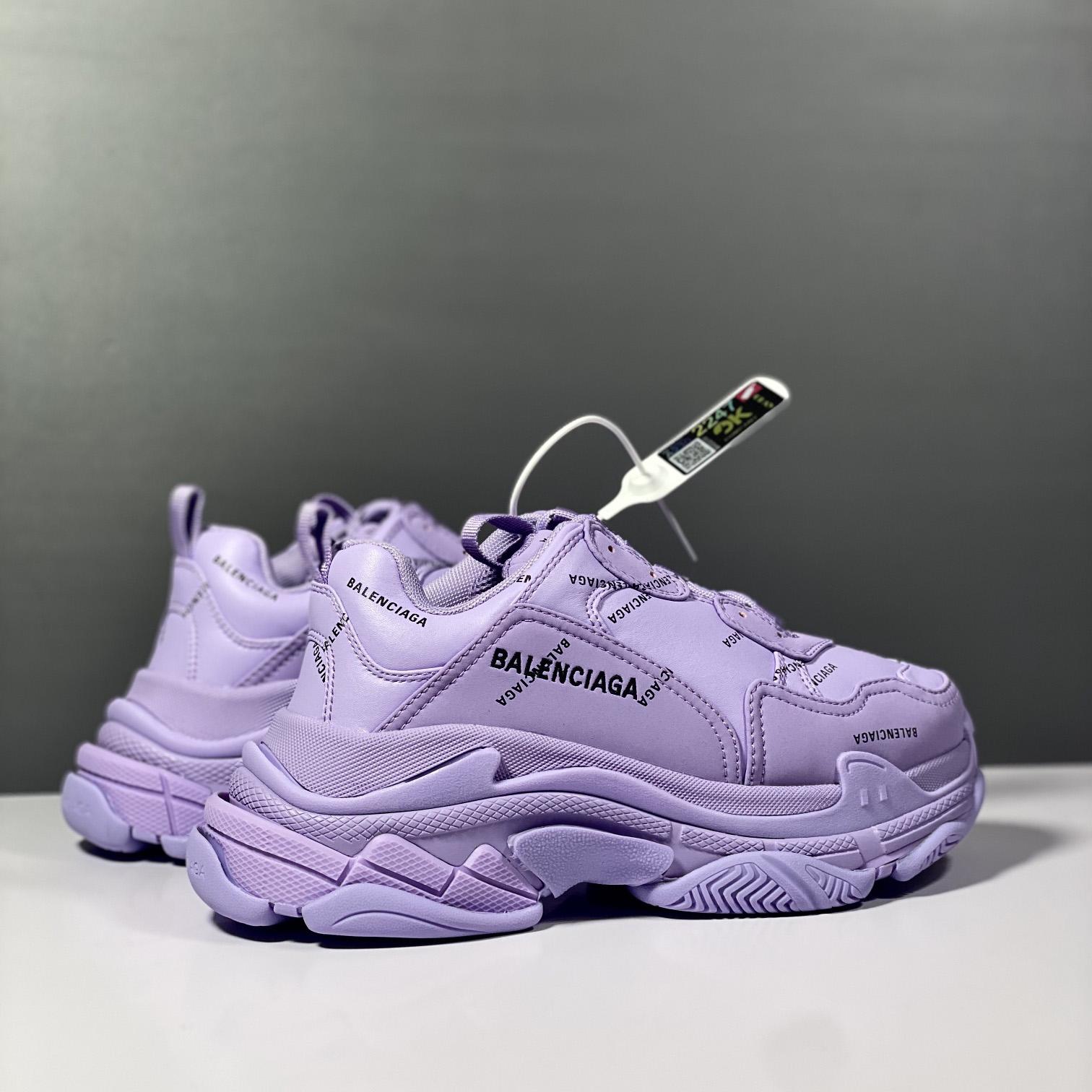 Balenciaga Triple S Sneaker Allover Logo In Light Purple And Black Technical Material - PerfectKickZ