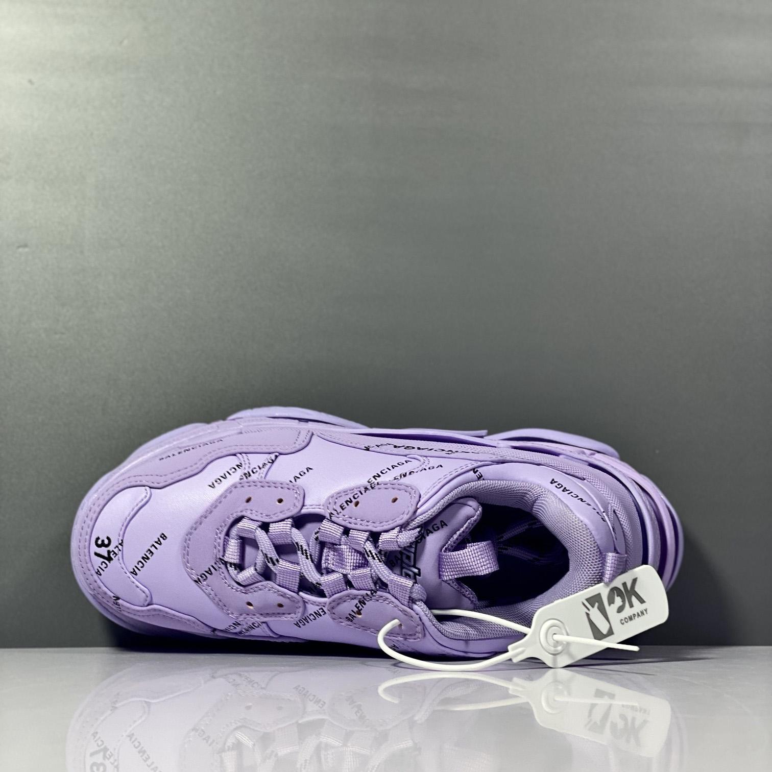 Balenciaga Triple S Sneaker Allover Logo In Light Purple And Black Technical Material - PerfectKickZ