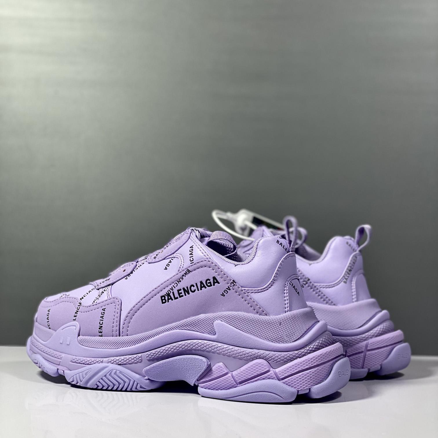 Balenciaga Triple S Sneaker Allover Logo In Light Purple And Black Technical Material - PerfectKickZ