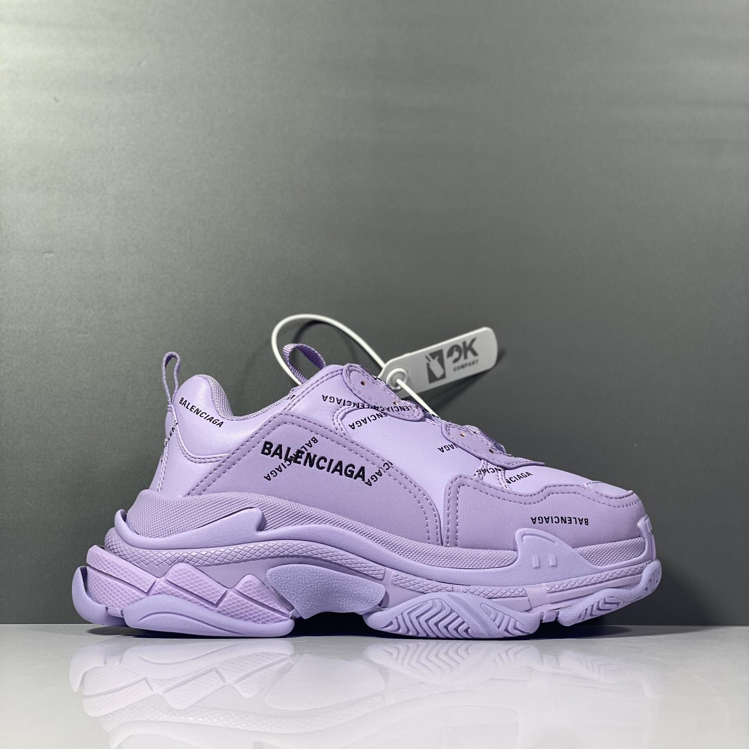 Balenciaga Triple S Sneaker Allover Logo In Light Purple And Black Technical Material - PerfectKickZ