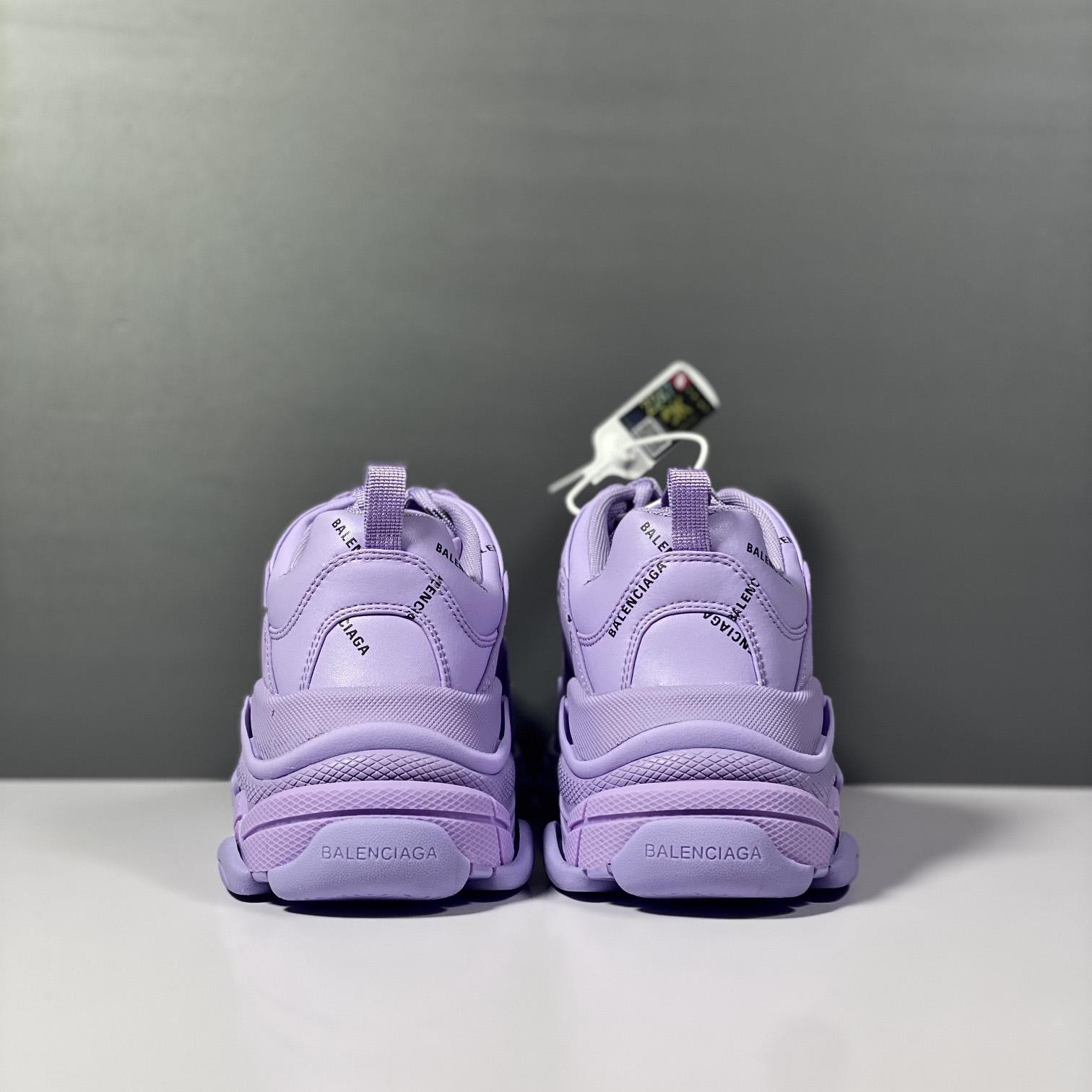 Balenciaga Triple S Sneaker Allover Logo In Light Purple And Black Technical Material - PerfectKickZ