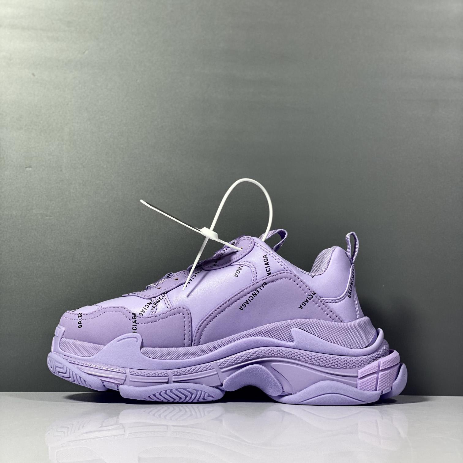 Balenciaga Triple S Sneaker Allover Logo In Light Purple And Black Technical Material - PerfectKickZ