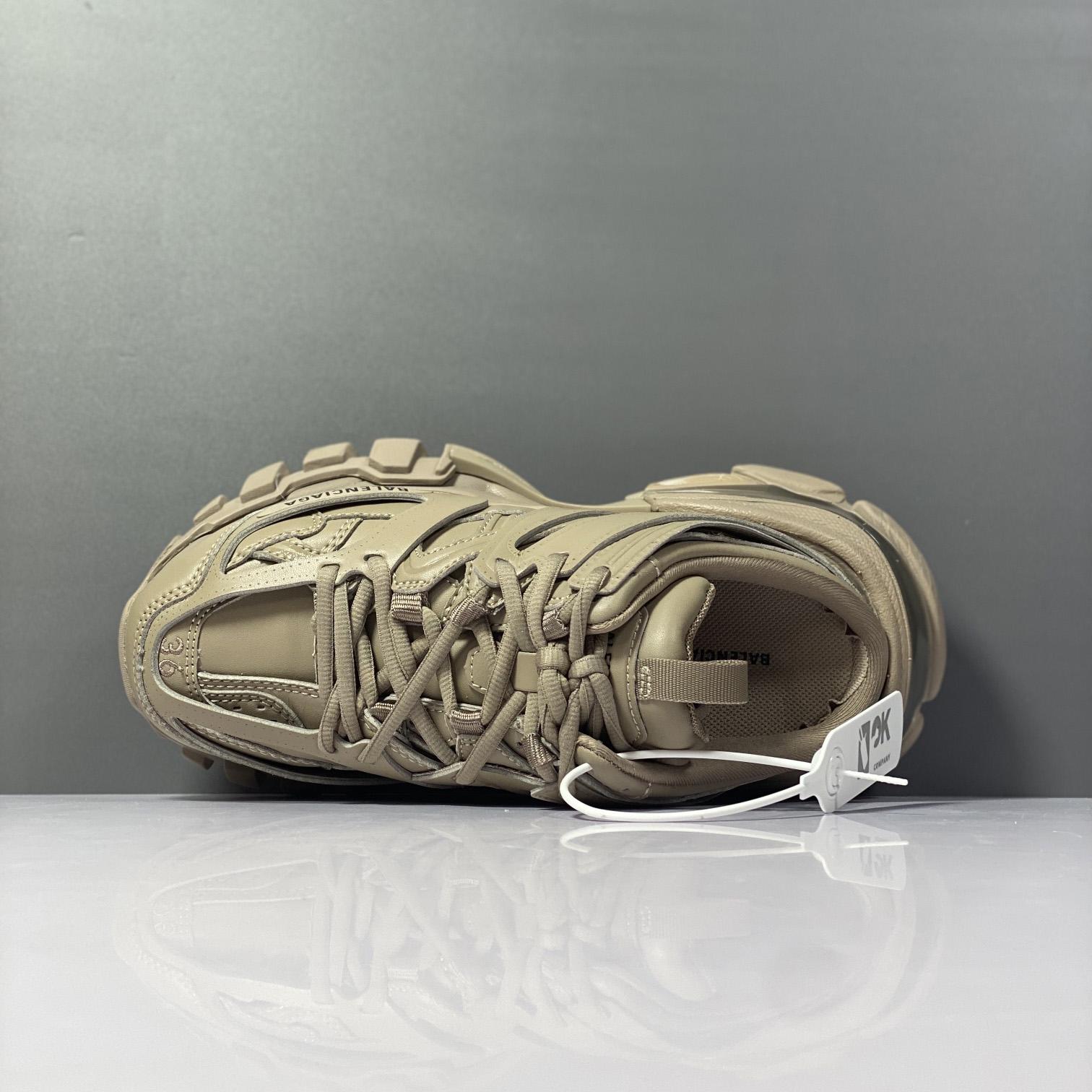Balenciaga Track Sneaker Mule In Dark Beige And Black Mesh And Nylon - PerfectKickZ