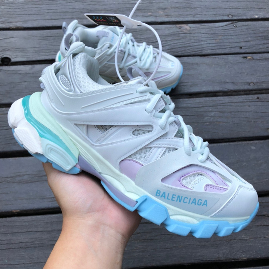Balenciaga Track Sneaker In White And Pastel Mesh And Nylon - PerfectKickZ