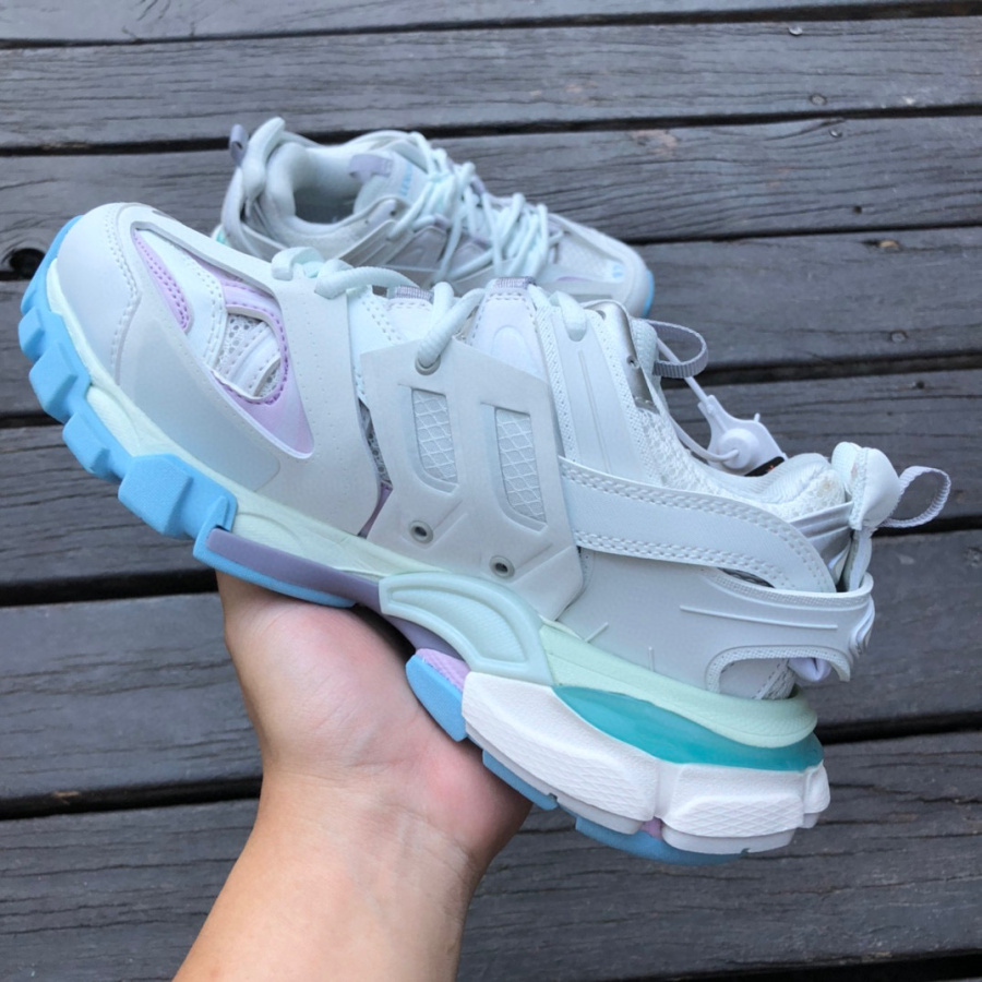 Balenciaga Track Sneaker In White And Pastel Mesh And Nylon - PerfectKickZ