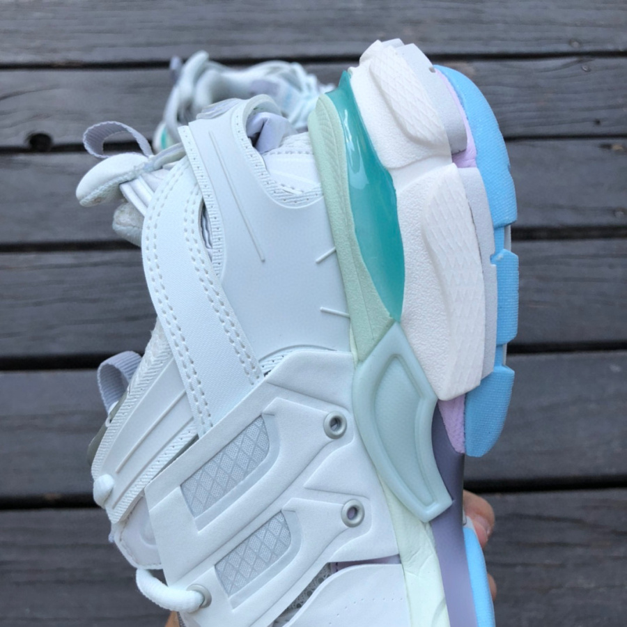 Balenciaga Track Sneaker In White And Pastel Mesh And Nylon - PerfectKickZ