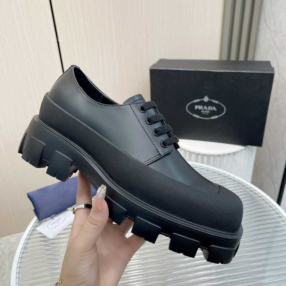 Prada Brushed Leather Derby Shoes - PerfectKickZ