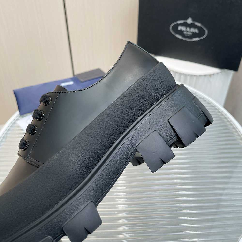 Prada Brushed Leather Derby Shoes - PerfectKickZ