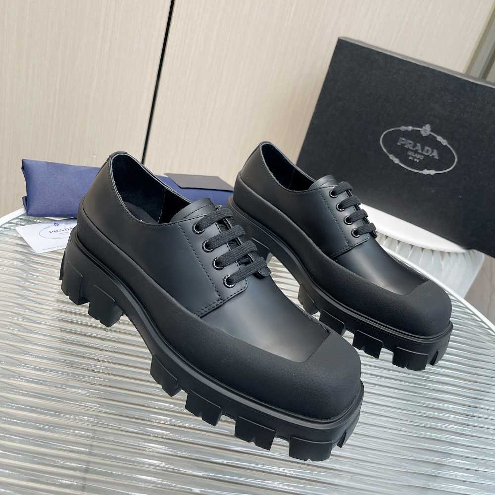 Prada Brushed Leather Derby Shoes - PerfectKickZ