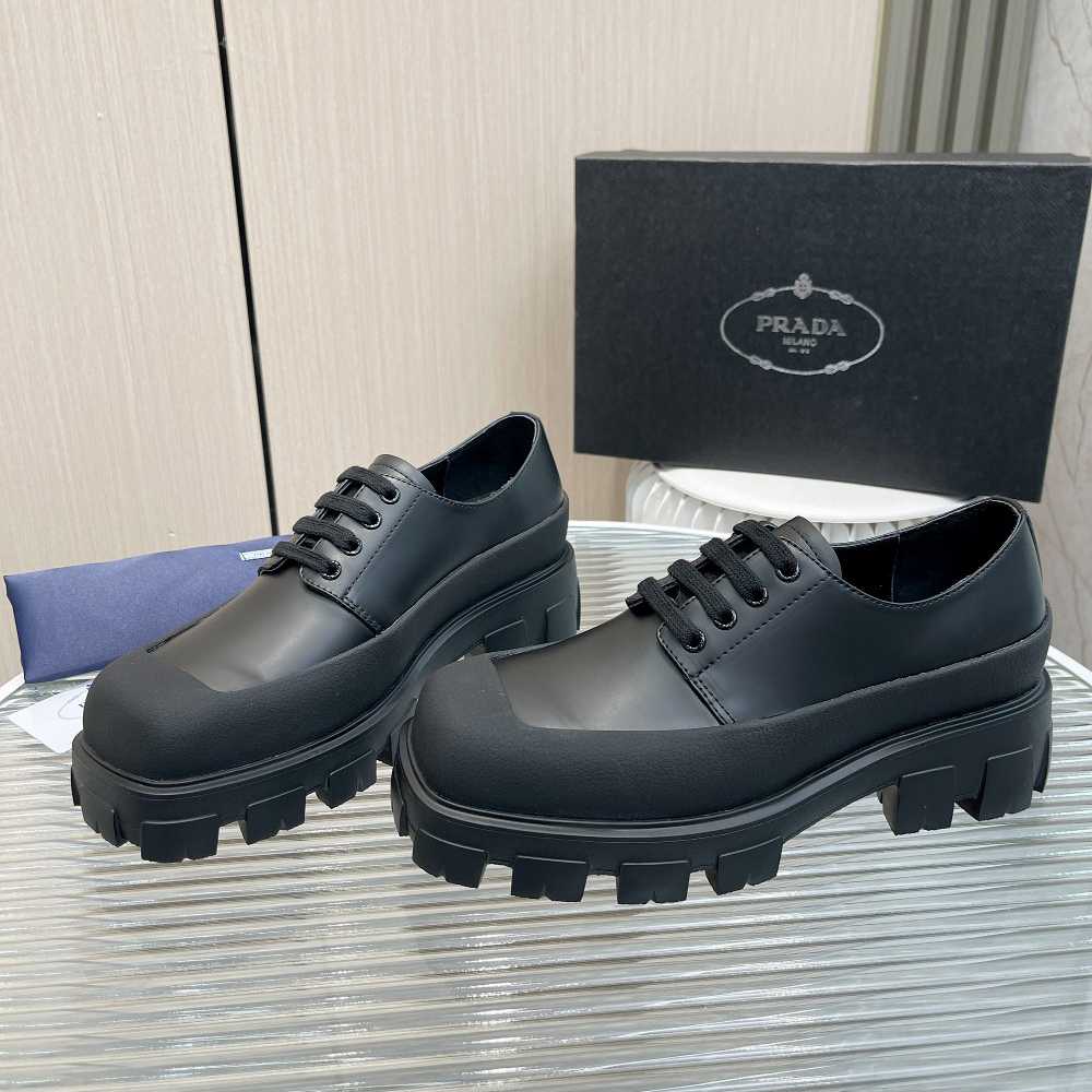 Prada Brushed Leather Derby Shoes - PerfectKickZ