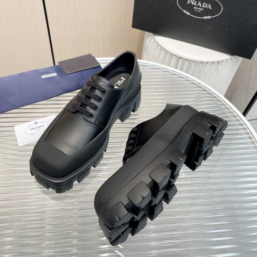 Prada Brushed Leather Derby Shoes - PerfectKickZ