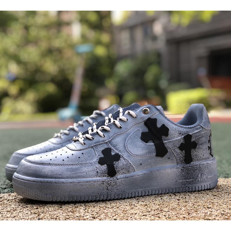 NK Air Force 1'07 Low"White/Blue/Chrome Hearts" Sneaker    - PerfectKickZ