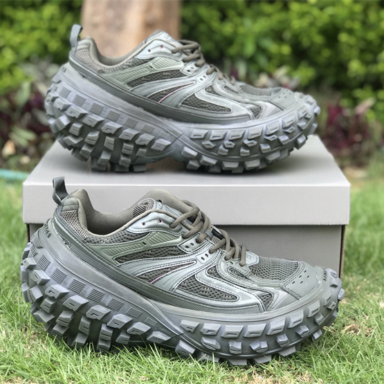 Balenciaga Defender Sneaker In Dark Green Mesh And Nylon - PerfectKickZ