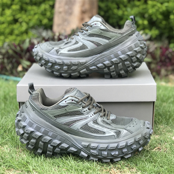 Balenciaga Defender Sneaker In Dark Green Mesh And Nylon - PerfectKickZ