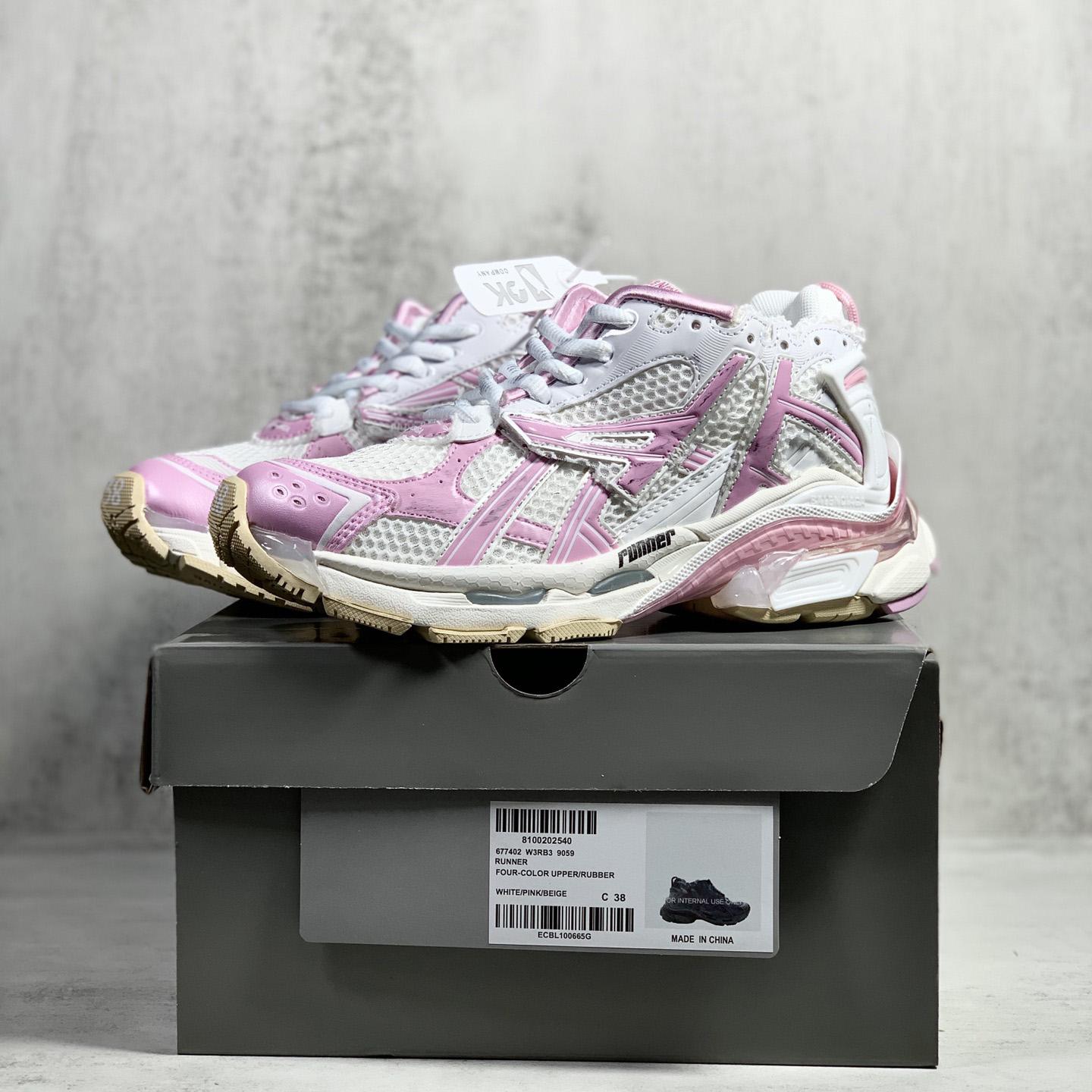 Balenciaga Runner Sneaker In White, Pink, Beige And Black Mesh And Nylon - PerfectKickZ