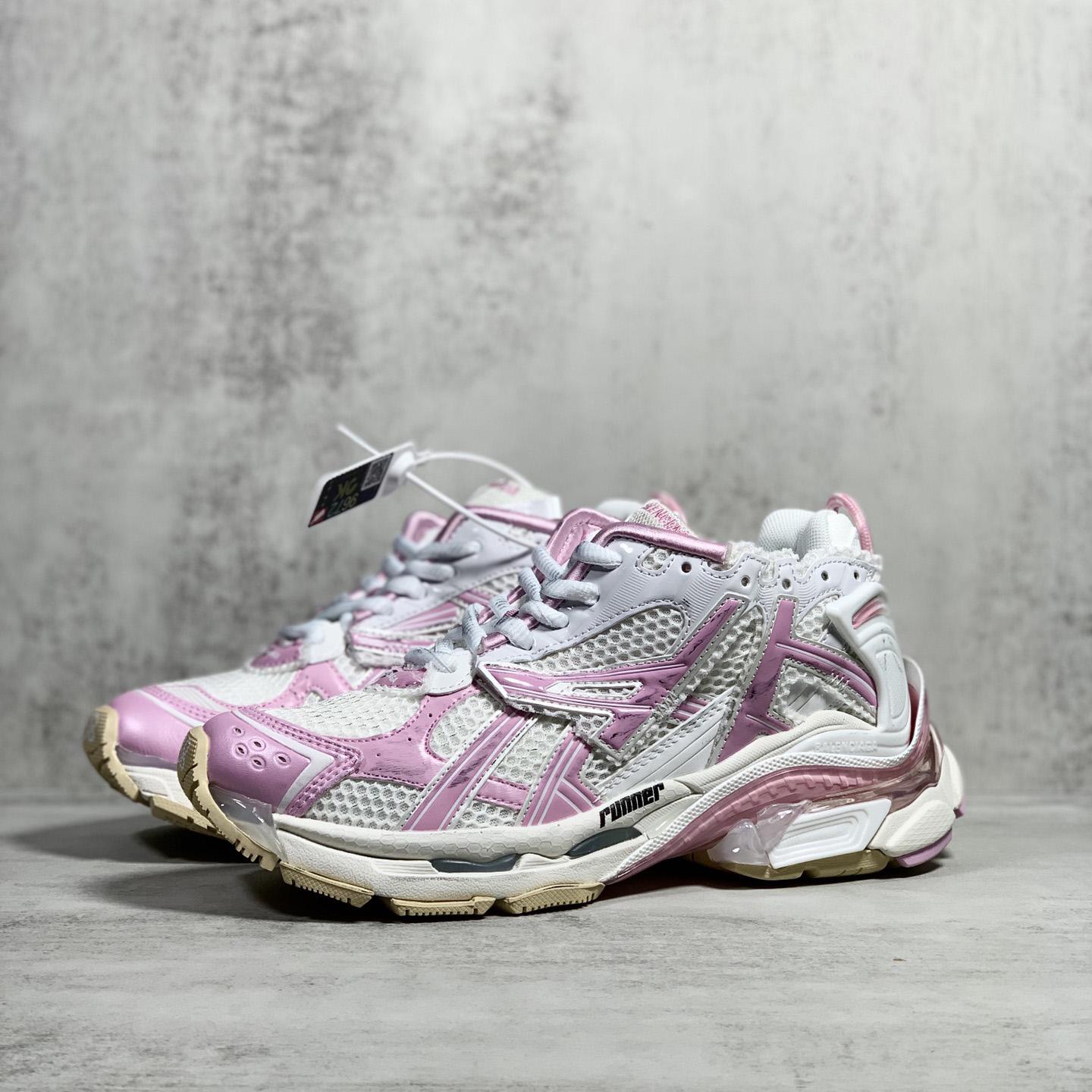 Balenciaga Runner Sneaker In White, Pink, Beige And Black Mesh And Nylon - PerfectKickZ