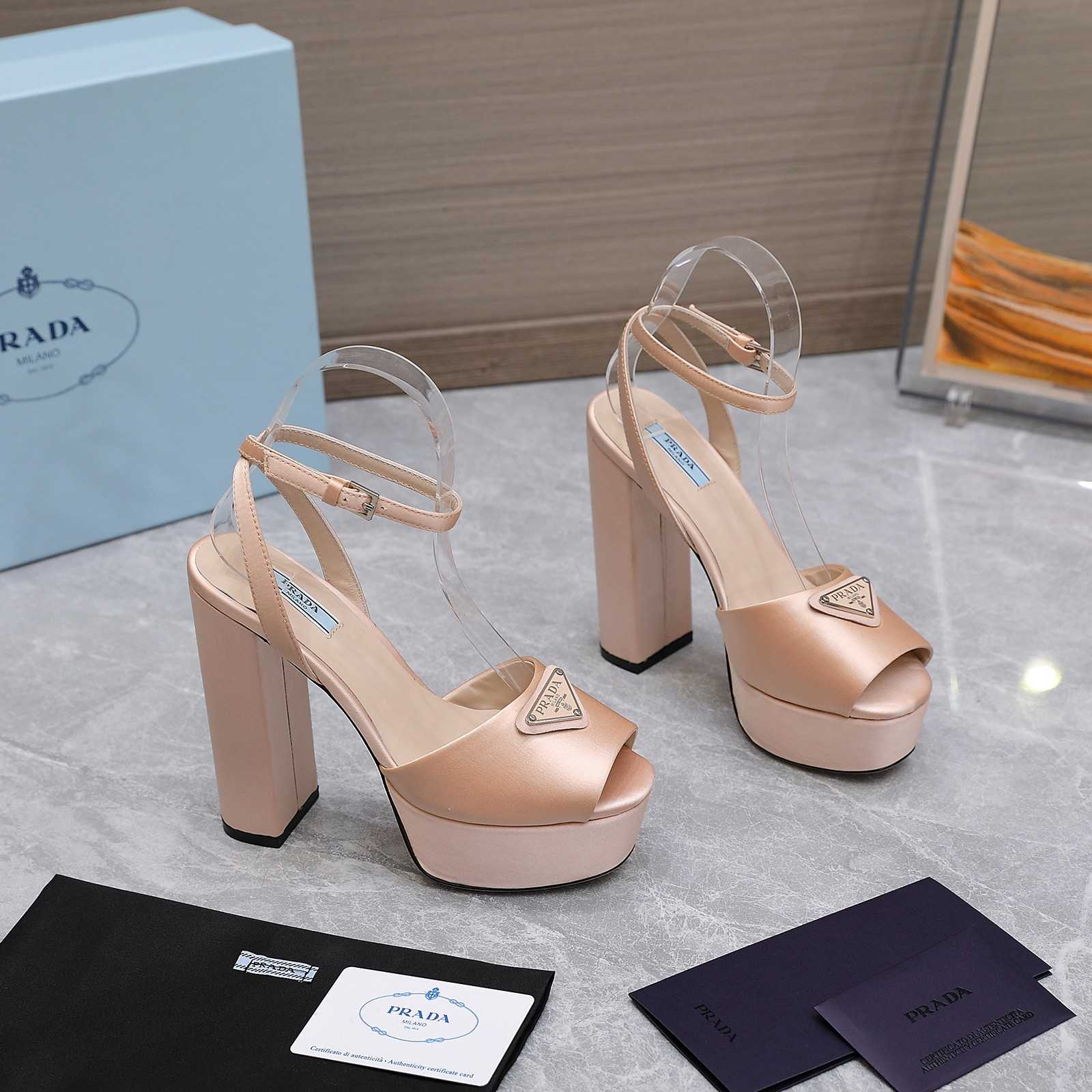 Prada High-Heeled Satin Sandals - PerfectKickZ