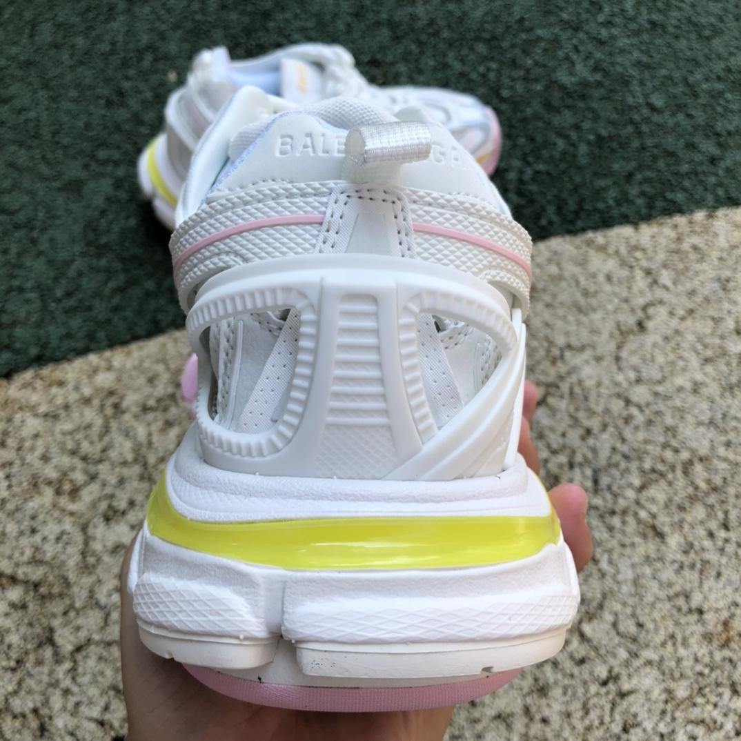 Balenciaga Track.2 Sneaker In White, Light Yellow, Light Pink And Light Blue Mesh And Nylon - 