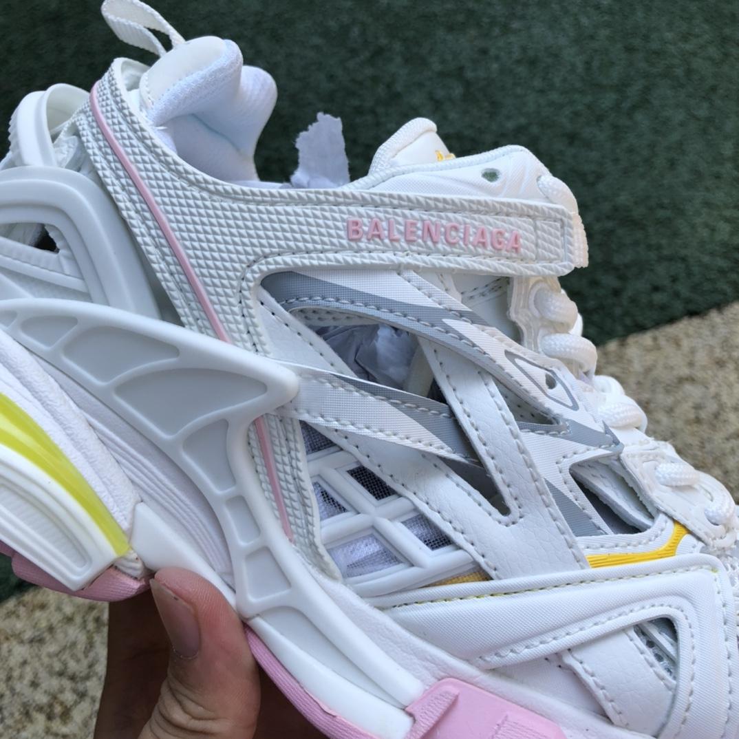 Balenciaga Track.2 Sneaker In White, Light Yellow, Light Pink And Light Blue Mesh And Nylon - PerfectKickZ