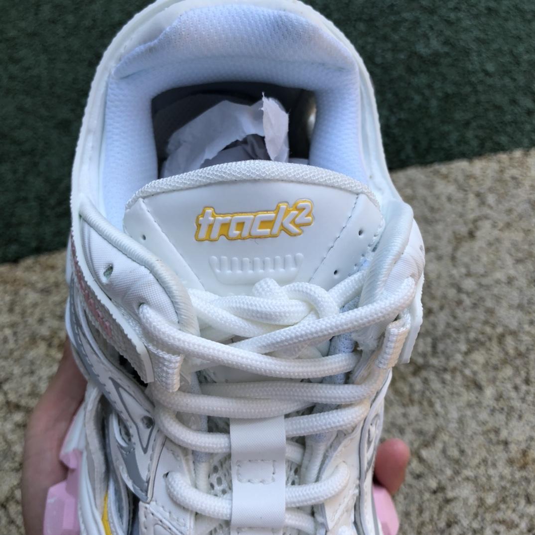 Balenciaga Track.2 Sneaker In White, Light Yellow, Light Pink And Light Blue Mesh And Nylon - PerfectKickZ