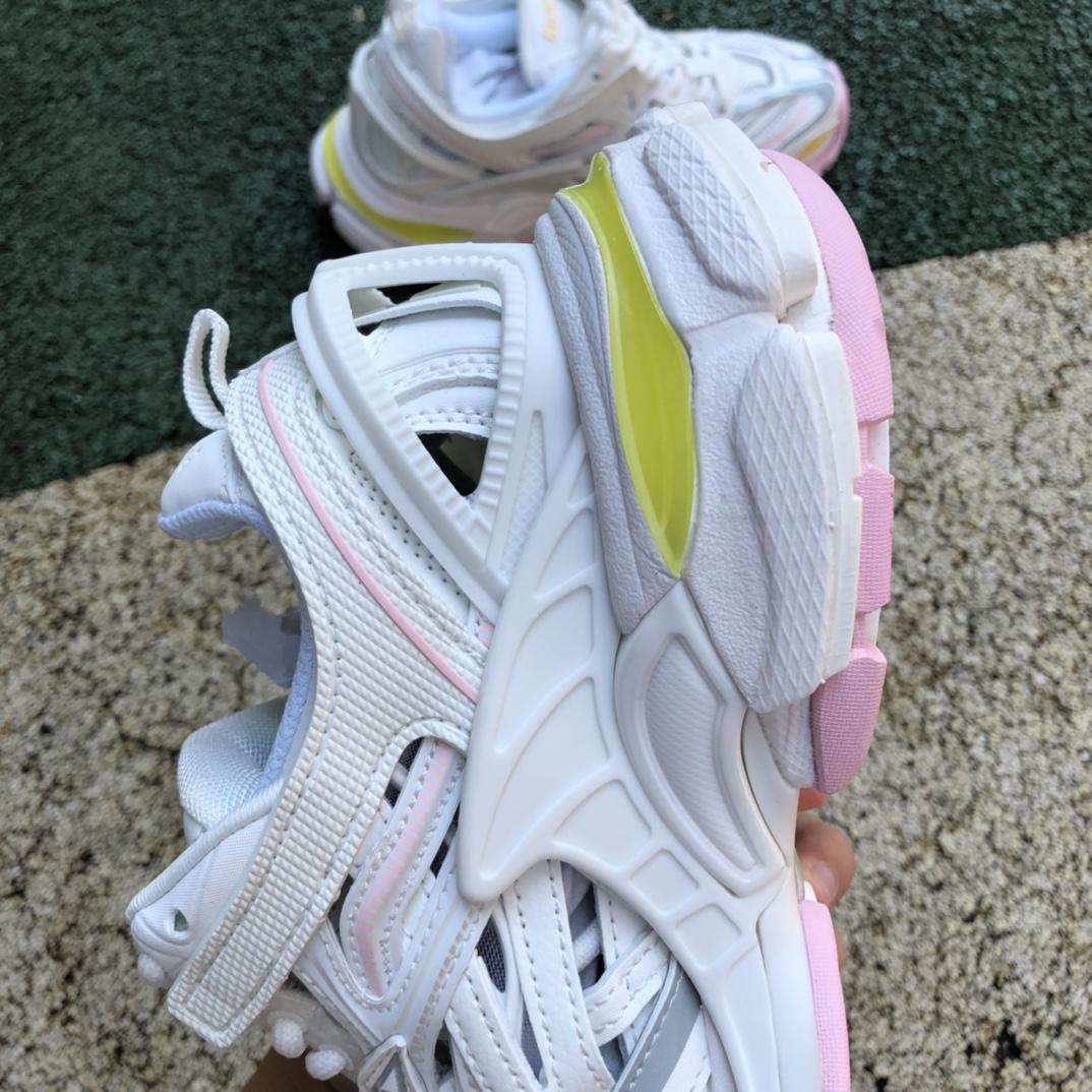 Balenciaga Track.2 Sneaker In White, Light Yellow, Light Pink And Light Blue Mesh And Nylon - PerfectKickZ
