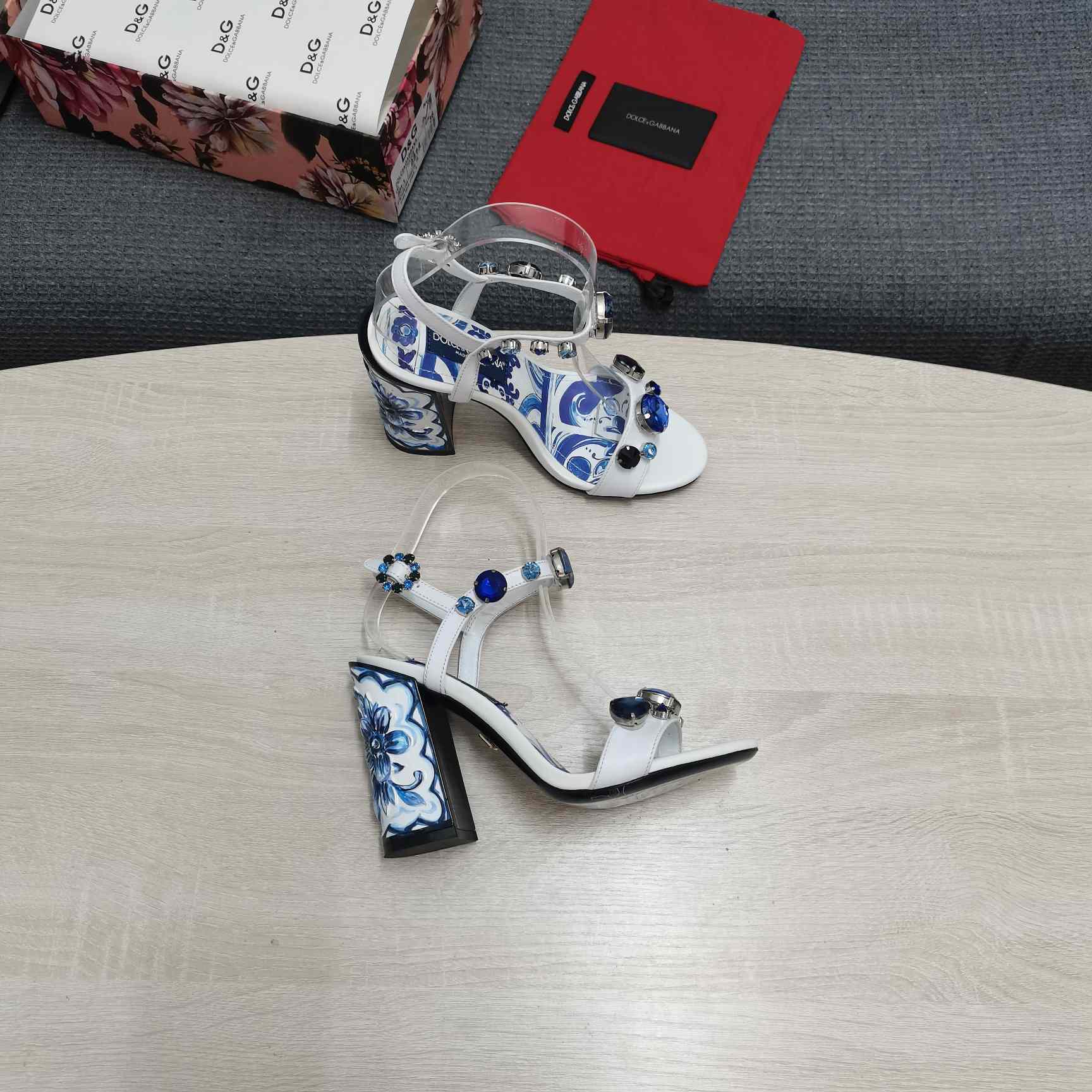 Dolce & Gabbana Patent Leather Sandals With Embroidery And Painted Heel - PerfectKickZ