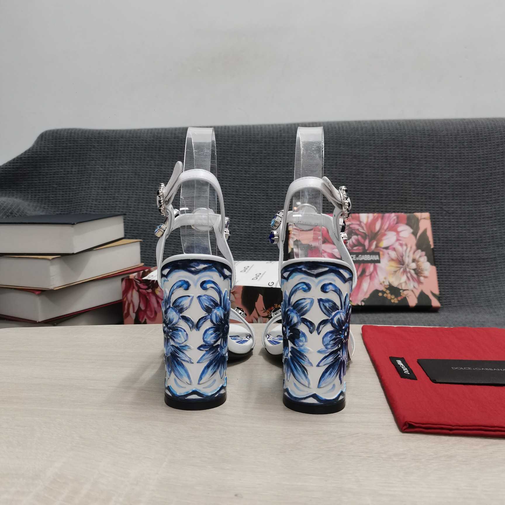 Dolce & Gabbana Patent Leather Sandals With Embroidery And Painted Heel - PerfectKickZ